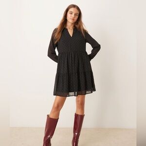 Reitmans Black Sheer Sleeve Mini Dress